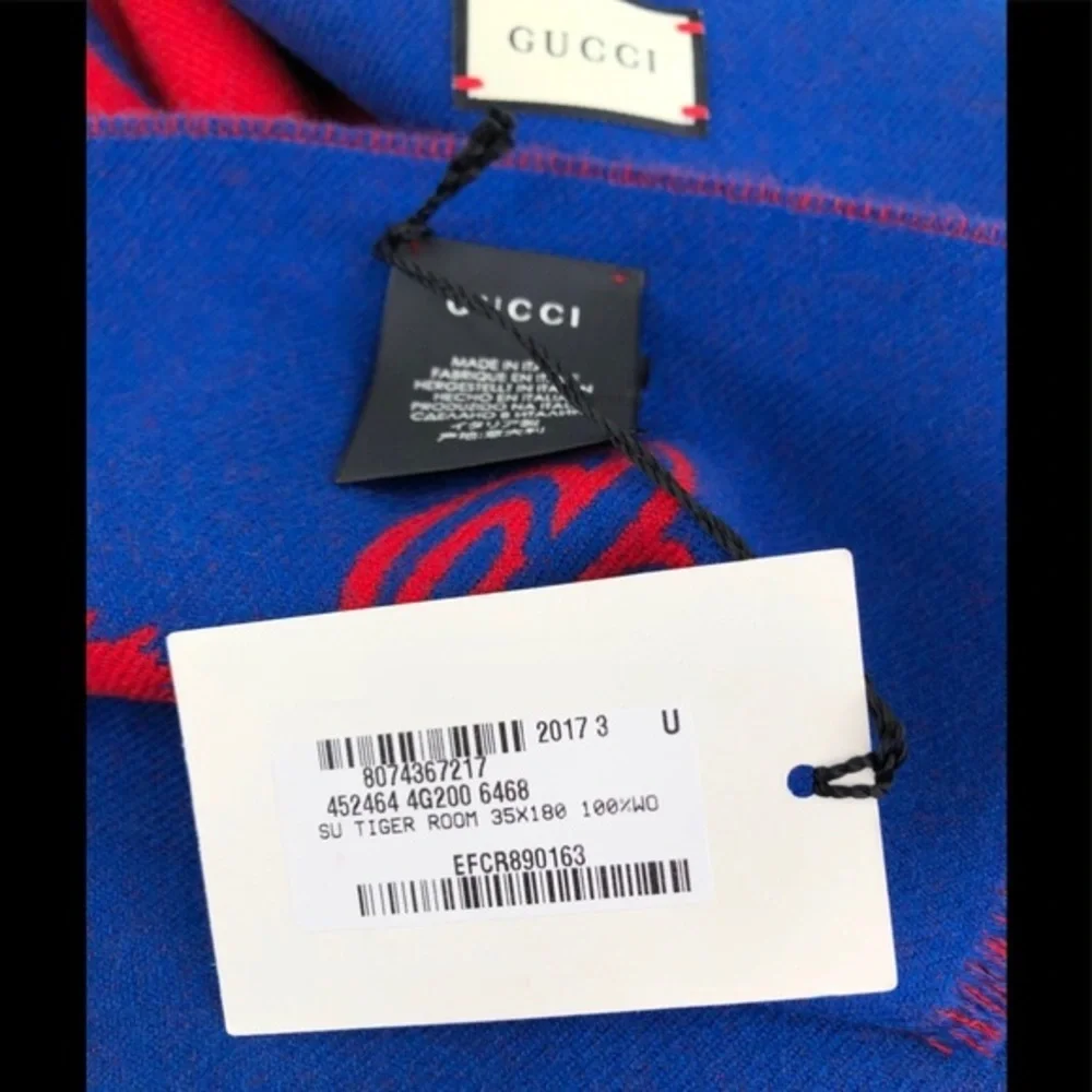 Gucci Tiger Jacquard Scarf L'Aveugle Par Amour - Picture 2 of 10